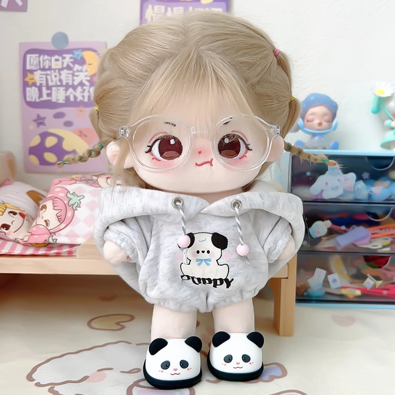 Cute Cotton Life 20cm Children's Day Ready-to-Ship Dress-Up Plush Toy, Gift for Girls, Friends, Classmates, Cute Gray Puppy Outfit