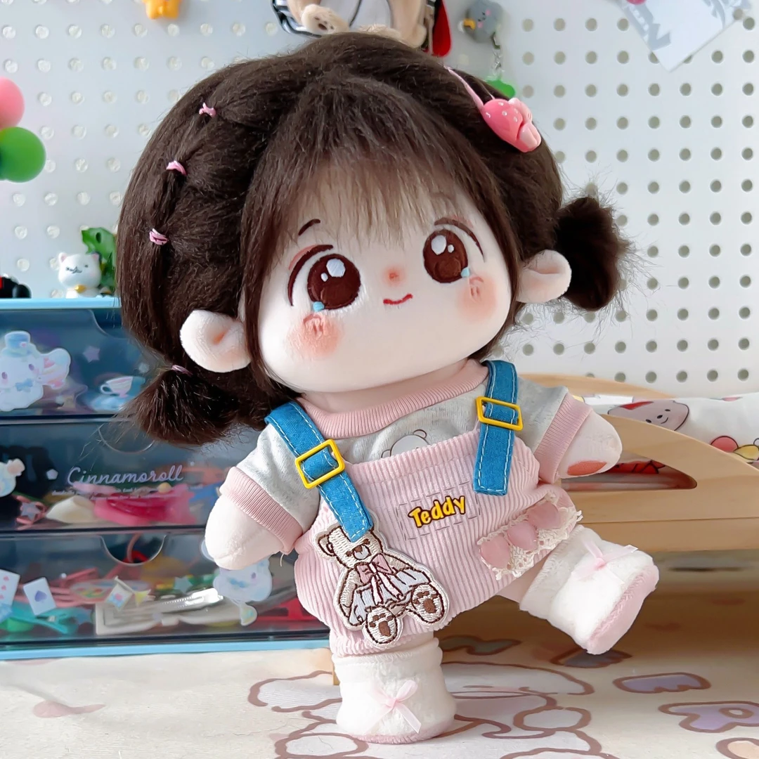 Pink Bear Outfit Exquisite Doll 20cm Girl Cute Plush Toy with Clothes, Dress-Up Doll Outfit, Gift for Female Classmate