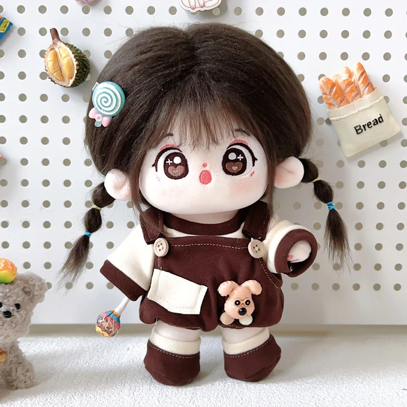 Exquisite Doll (20cm Girl Cute Plush Toy with Clothes, Dress-Up Doll Outfit, Gift for Female Classmate) Brown Dog Outfit